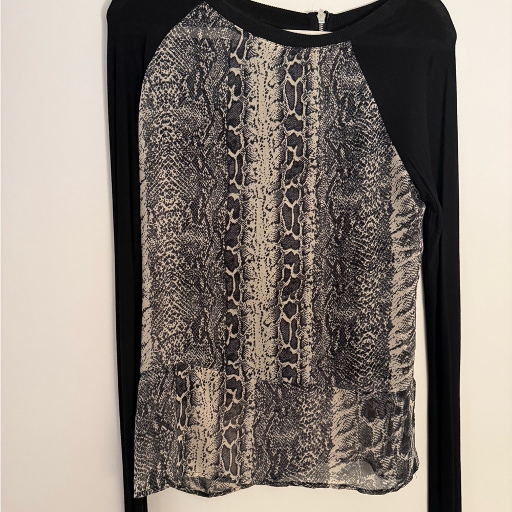 Fate Black and Cream Snake Print Long Sleeve Top